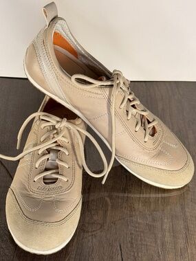 Geox Respira Leather Sneakers Beige Comfort Walking Shoes Size 37